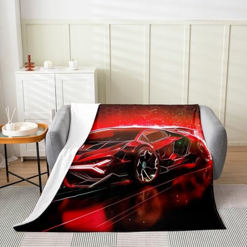 Feelyou Kids Race Car Flannel Throw Blanket 60x80 Red