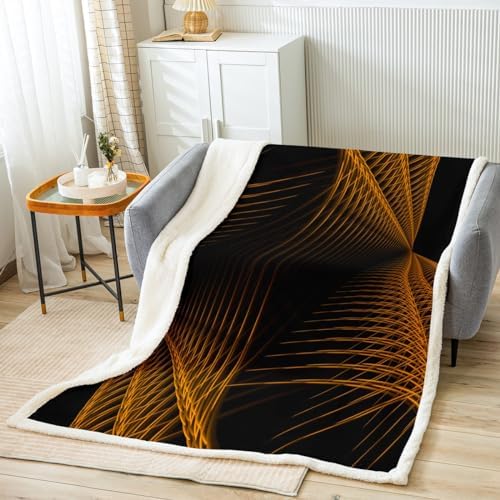 Feelyou Orange Black Fleece Throw Blanket for Kids