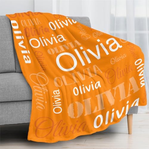 Custom Name Blanket with Personalized Design Orange