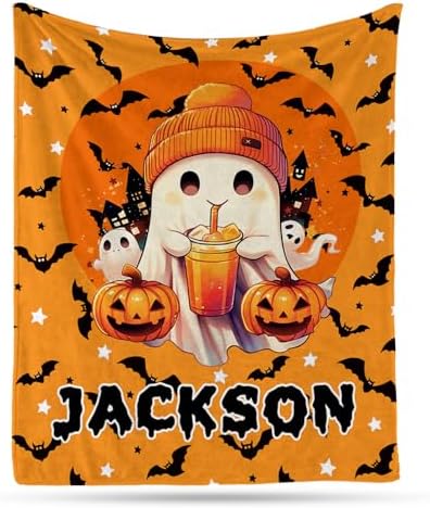 Custom Halloween Blanket with Name - Personalized Baby Throw