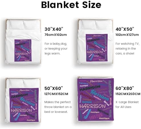 Custom Name Blanket - Personalized Flannel Throw for Baby Kids Adults Purple
