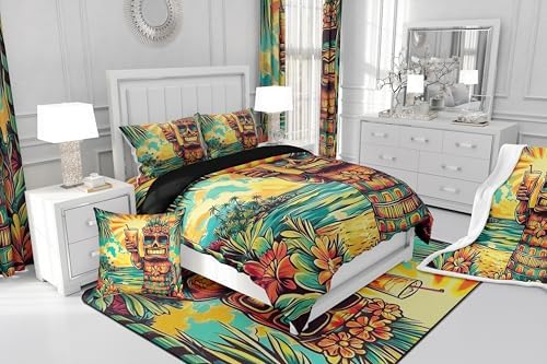 Erosebridal Tiki Bar Duvet Cover Set Queen Size