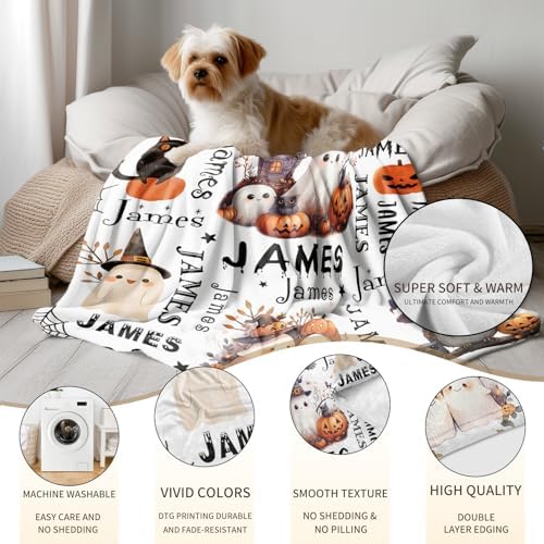 Custom Halloween Blanket with Name - Cozy Plush Throw
