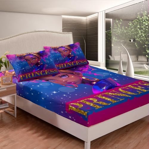 Castle Fairy Purple Black Cool Princess Girls Mattress Protector Set
