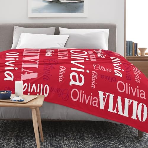 Custom Name Blanket with Personalized Design for Kids and Adults Red