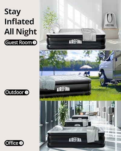Airefina Queen Air Mattress with Built In Pump and Carrying Bag