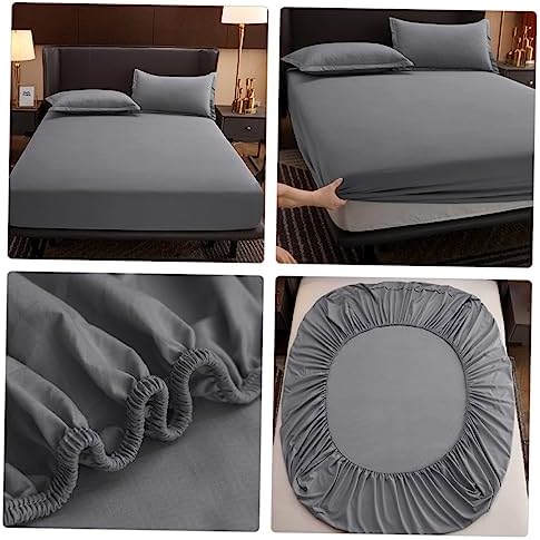 CIYODO Anti-Slip Cotton Mattress Protector Fitted Sheet Grey