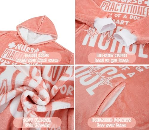 Wearable Flannel Blanket Hoodie for Nurse Practitioner Gifts