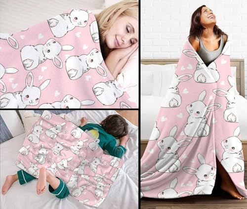 Easter Bunny Blanket 30x40 - Flannel Fleece Throw for Kids