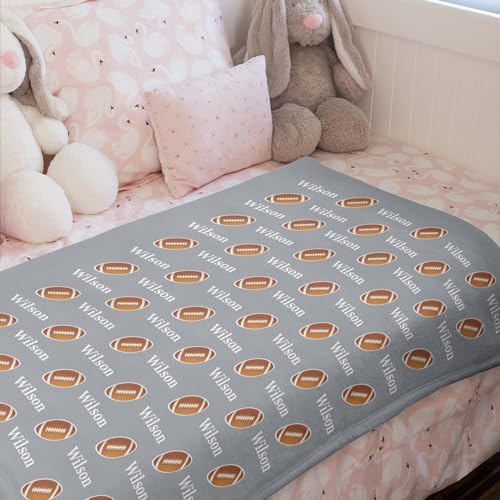Personalized Football Blanket with Name Soft Flannel for Kids