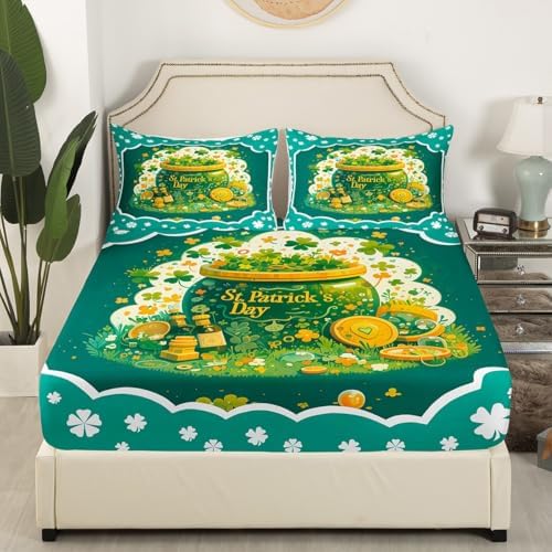 Homewish St Patricks Day Twin Sheet Set with Pillowcase