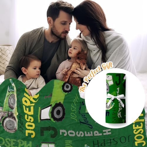 Personalized Tractor Blanket - Custom Name for Kids