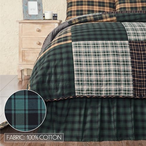 VHC Brands Pine Grove Plaid Twin Bed Skirt Green 39x76x16