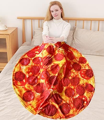BENEDICT Pizza Blanket - 60 Ultra Soft Flannel Throw with Tomato Sausage Print 1