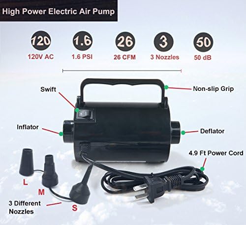 Artigarden Electric Air Pump - 320W High Power Quick-Fill for Pool Toys