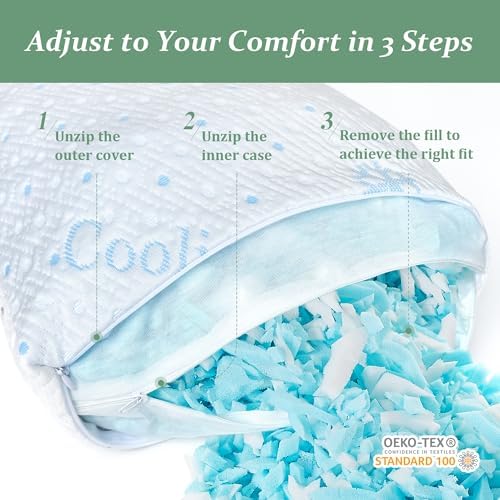 Cooling Body Pillow with Adjustable Memory Foam and Washable Cover