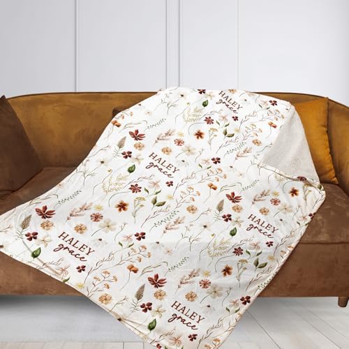 NAZENTI Personalized Baby Blanket with Name Wildflower 1