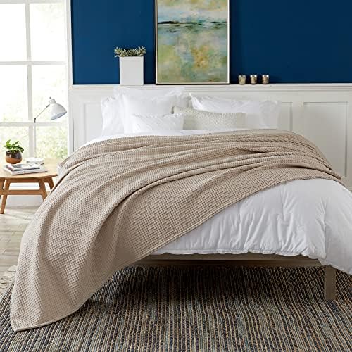 100 Cotton Waffle Weave Bed Blanket - Soft and Lightweight for All Seasons