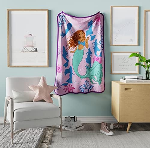 FRANCO Disney Princess Ariel Plush Throw for Kids