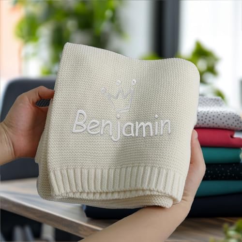 Personalized Baby Blanket with Embroidered Name for Newborn