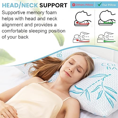 ComfySleep Queen 2 Pack Bamboo Rayon Pillows with Memory Foam 1
