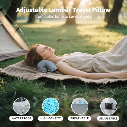 Travel Lumbar Pillow with Memory Foam Inflatable Support