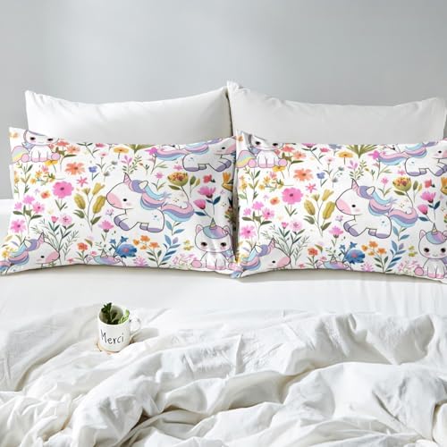 Castle Fairy Cute Unicorn Twin Sheet Set with Pillowcase