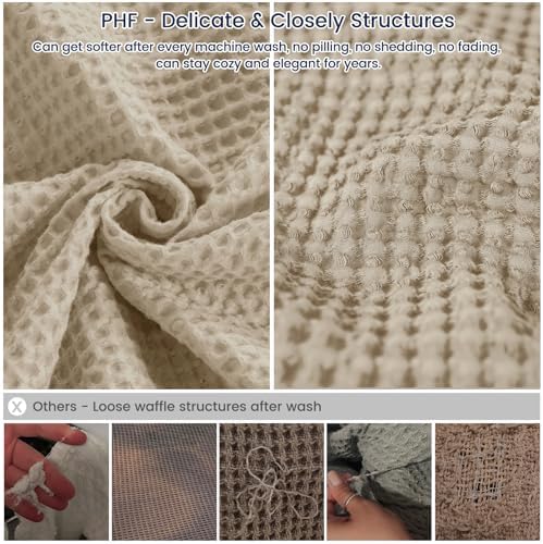 PHF Pre-Washed Cotton Waffle Blanket Twin Size for Bed