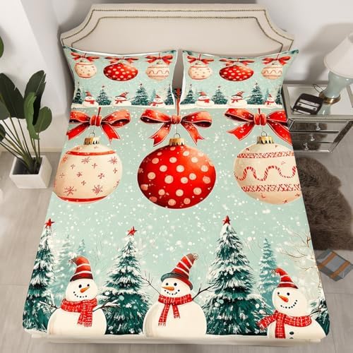 Homewish Merry Christmas Twin Sheet Set with Pillowcase