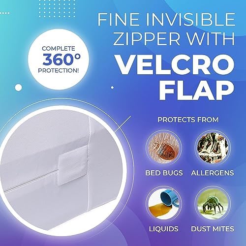 PlushDeluxe King Size Mattress Encasement - Waterproof Bedbug Proof 6-Sided Protection