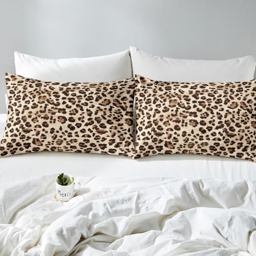 Feelyou Brown Leopard Duvet Cover Set Twin Size
