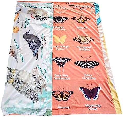 Birdy Boutique Learning Blanket Butterflies Birds Backyard Edition