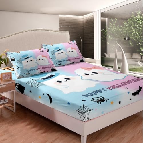 Homewish Cute Ghost Fitted Sheet Twin Size Set