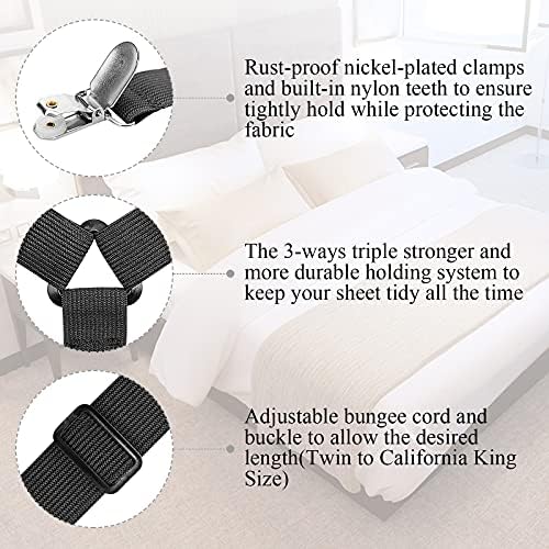 ACEDCOR Sheet Straps with Stainless Clamps and Elastic