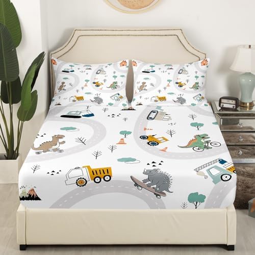 Castle Fairy Cartoon Car Kids Fitted Sheet Set Twin Size