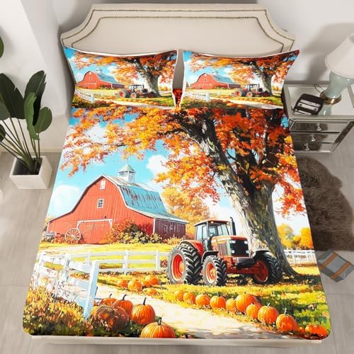 Castle Fairy Pumpkin Autumn Twin Sheet Set with Pillowcase