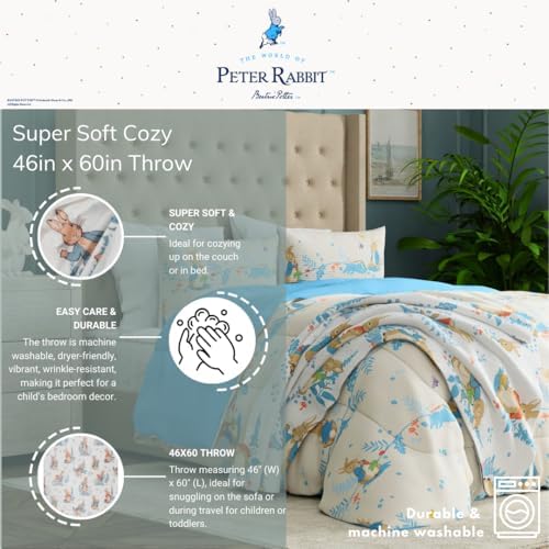 Franco Peter Rabbit Cozy Throw 46x60 Soft and Plush