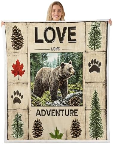 Feelyou Rustic Cabin Fleece Throw Blanket for Bed Sofa