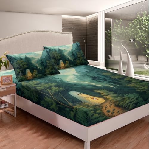 Castle Fairy Halloween Green Ghost Sheet Set Twin Size