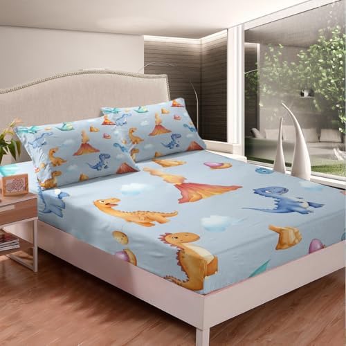 Manfei Cartoon Dinosaur Sheet Set Twin Size Kids