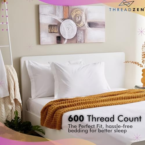 THREADZEN King Pillow Sham 20x36 Set of 2 600 TC Egyptian Cotton