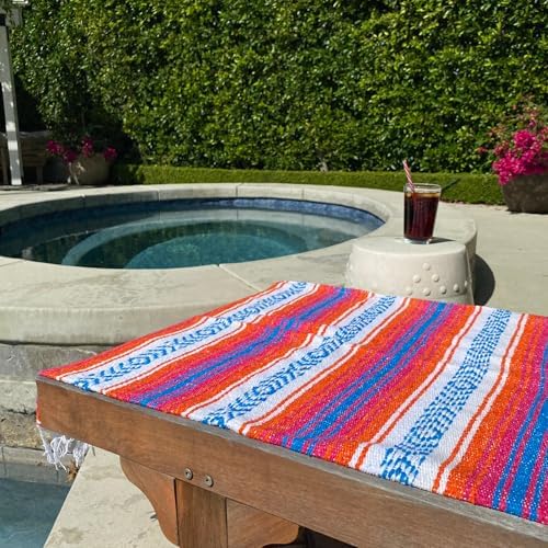 Del Mex Classic Mexican Blanket 70x50 OrangePinkBlue