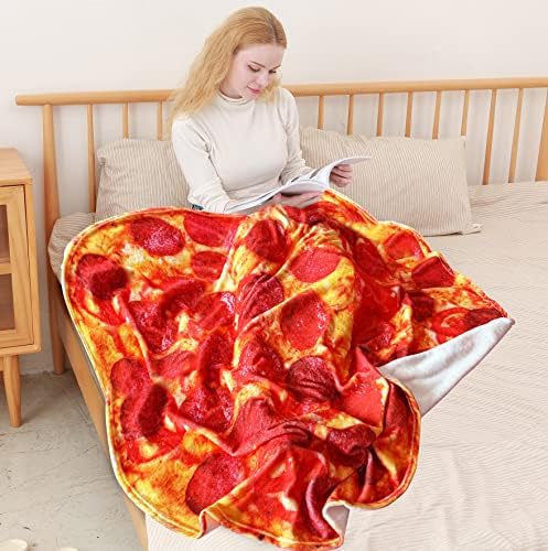 BENEDICT Pizza Blanket - 60 Ultra Soft Flannel Throw with Tomato Sausage Print 1