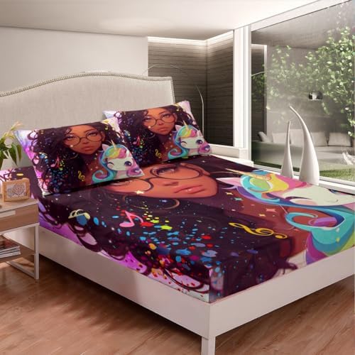 Castle Fairy Cute Unicorn Twin Sheet Set with Pillowcase 1