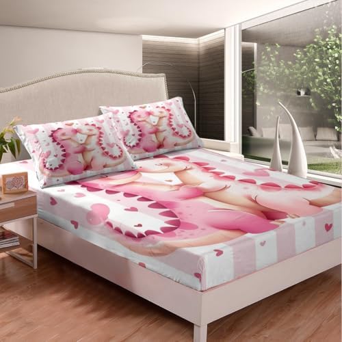 Castle Fairy Pink Dinosaur Sheet Set Kawaii Kids Bedding