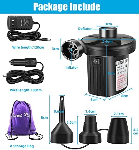 Sweet Alice Electric Air Pump with 3 Nozzles and Storage Bag