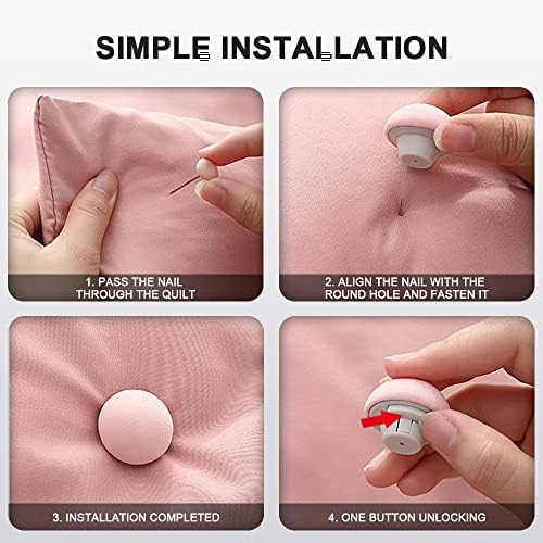 Tvoip 16 Pcs Duvet Clips Set with Buttons - Pink
