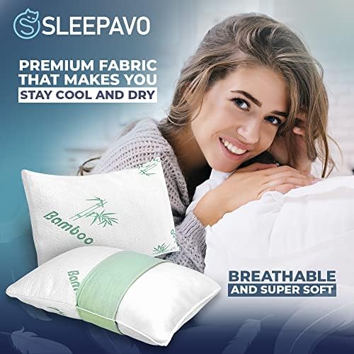 Sleepavo Memory Foam Pillows Set of 2 - Cooling Queen Size