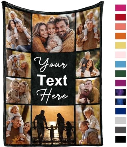 Yofair Custom Photo Blanket for Family Mom Dad Christmas Birthday Gifts