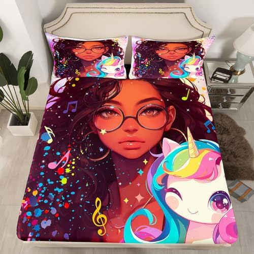 Castle Fairy Cute Unicorn Twin Sheet Set with Pillowcase 1